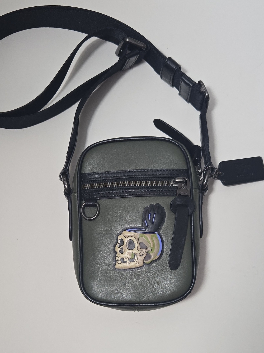 Disney & Coach Small Crossbody Bag - Olive Green Skull Patch